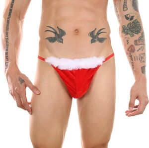 Christmas Red Santa Men's G String Thong T Back Underwear Large NWOT
